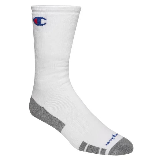 Champion Performance Men’s Full Cushion Crew Socks 8 Pair White Black Size 7-12