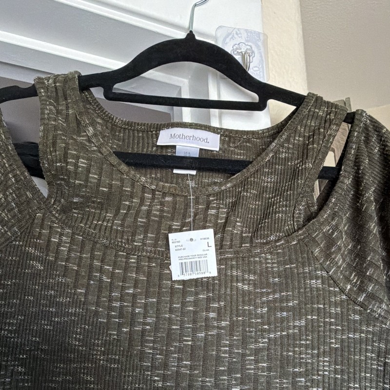 Motherhood Maternity Women’s Maternity Knit Long Sleeve Scoop Neck Top L Green