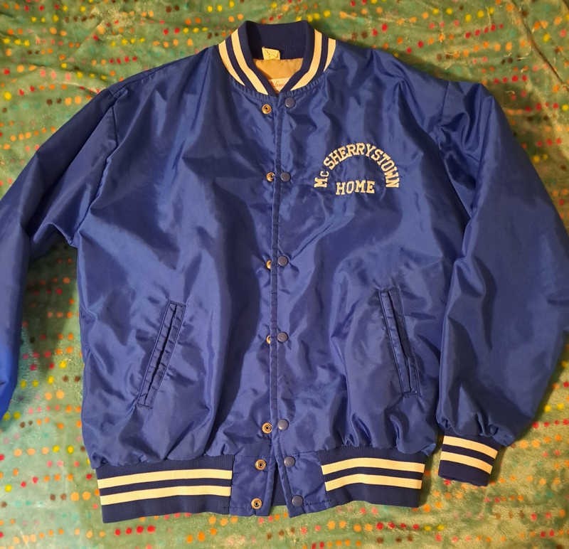 Vintage Made In USA John M Grove Sporting Goods Jacket. Blue With White Accent