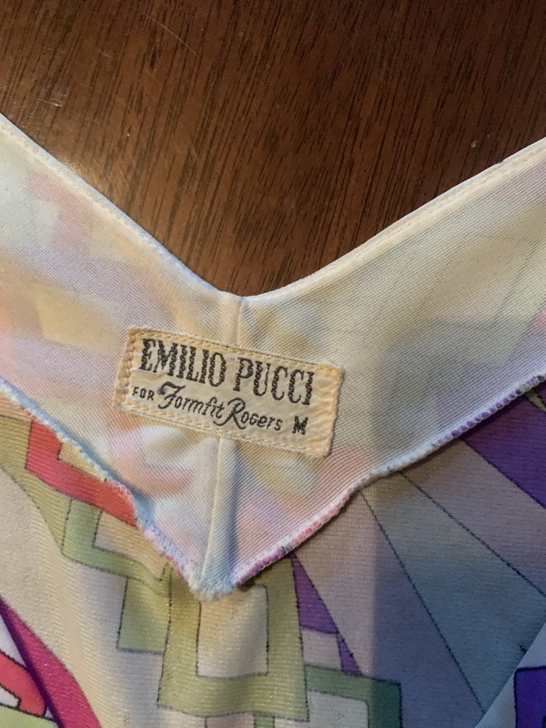 Very Chic Vintage Authentic Emilio Pucci Womens slip Dress Multicolor V-Neck M gallery