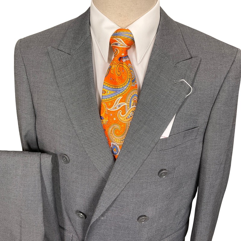 Lineage Suit Mens 40S 34W Charcoal Andrew Double Breasted Modern Fit Unhemmed
