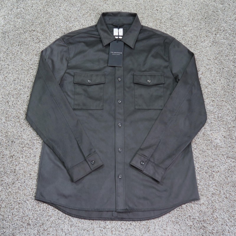 NWT 7 Diamonds Shirt Mens Large Gray Country Road Stretch Suede Jacket Shacket