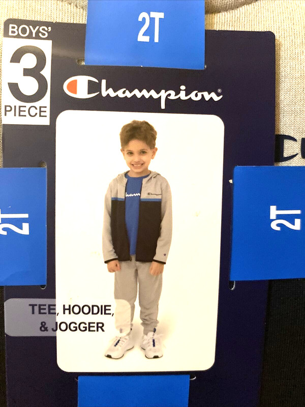 Champion Boy’s 2T Grey/Blue Heavyweight ( 3 Piece)Tee, Hoodie & Legging Set