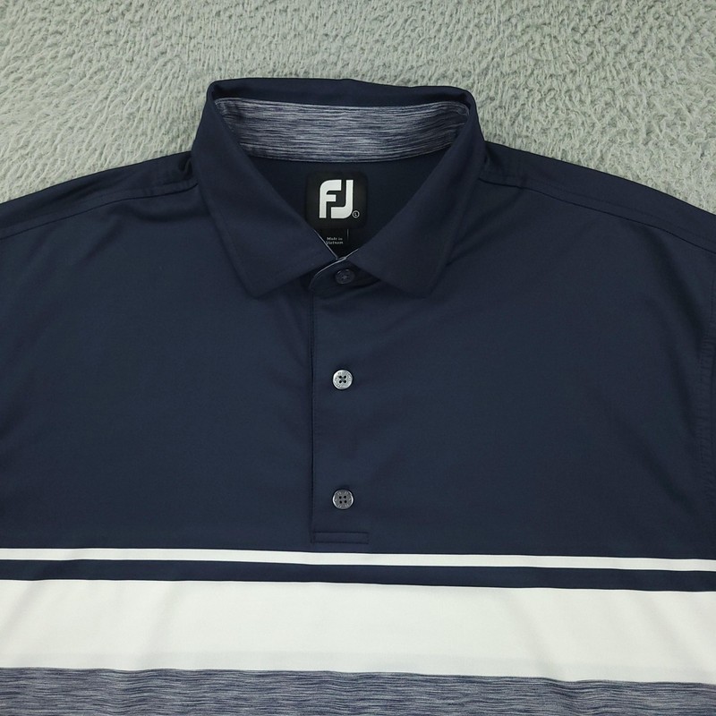 FootJoy Polo Shirt Mens Large Navy Salem Glen Golf Performance Stretch Logo