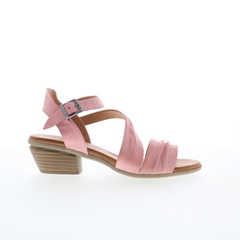 Miz Mooz Kailee Womens Pink Leather Hook & Loop Heeled Sandals Shoes