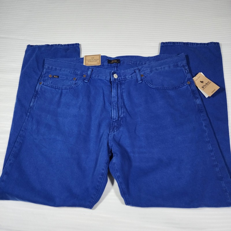 Polo Ralph Lauren Men’s Varick Slim Straight Stretch Jeans Blue Size 40×32 Hemp