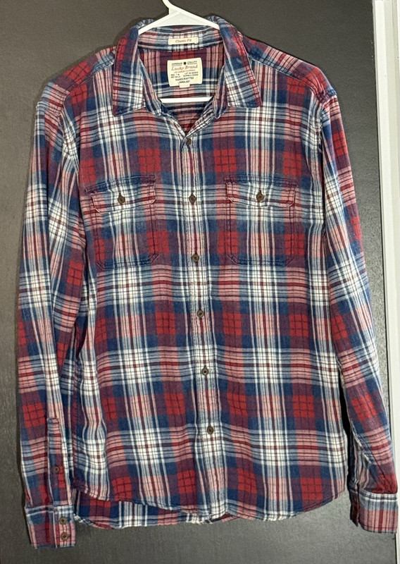 Lucky Brand Classic Fit Flannel Plaid Long Sleeve Button-Up Shirt M Pockets