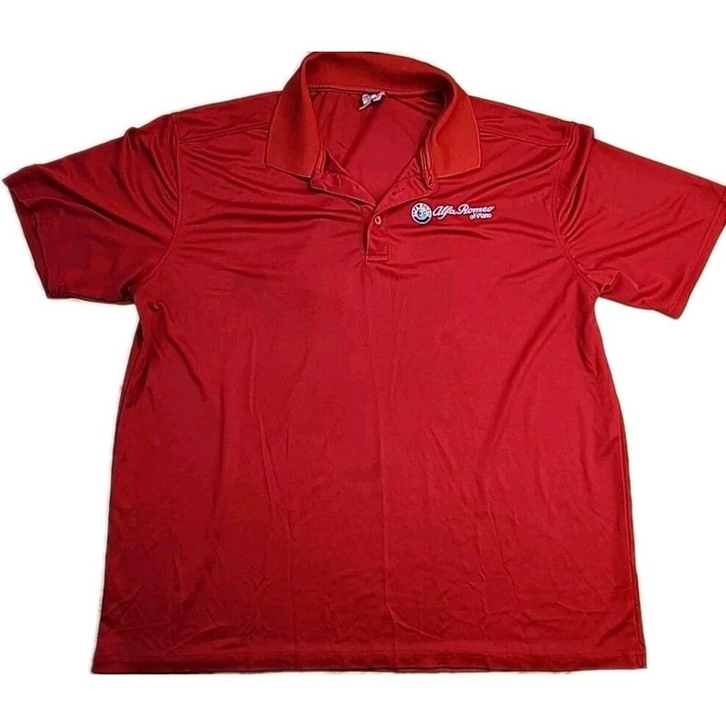 Alfa Romero of Plano Logo Red Lightweight Polo Shirt Mens XL