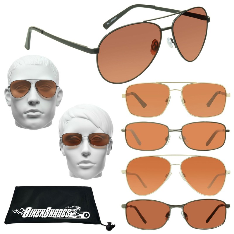 Blue Light Blocker HD Lens Driving Sunglass Aviator Metal Frame Golf Driving