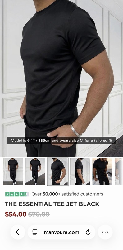 MANVOURE The Essential Tee Jet Black Men’s XL Crew Neck Short Sleeve T-Shirt gallery