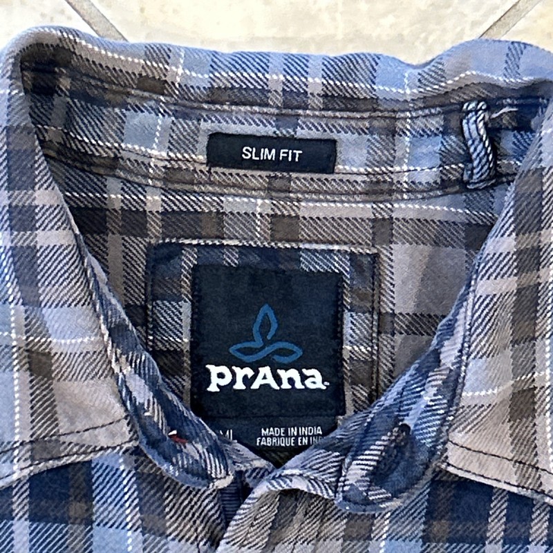 prAna Plano Flannel Men's Small Silver Spray Grey Slim Fit Heavyweight Outdoors gallery