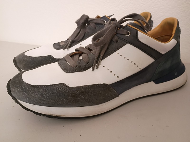 Magnanni 24454 Bravo V Blue White Leather Lace-Up Sneaker Shoes Men’s US 11