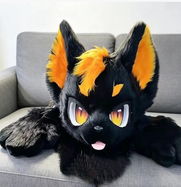 Fursuit Long haired Dog Fox Mascot Party Halloween Fur Cosplay(head+claws)