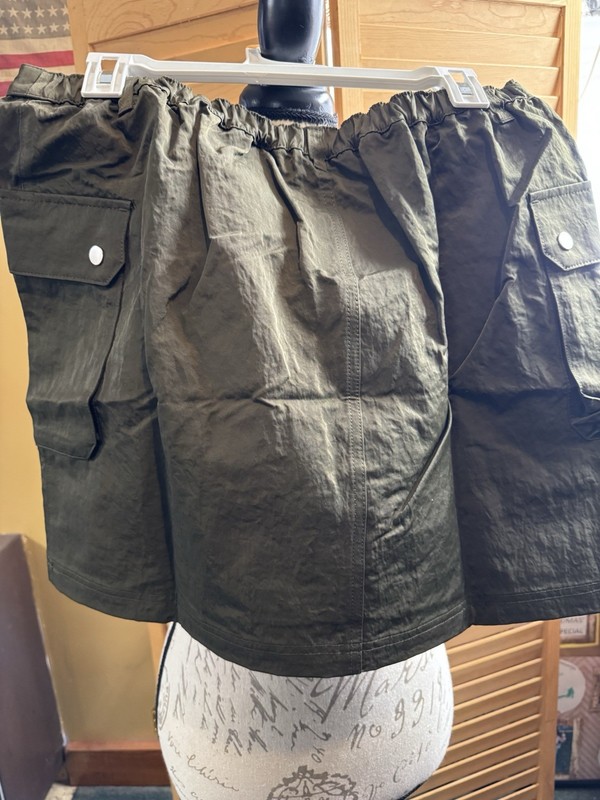Future Collective Women M Cargo Skirt Green Nylon Pockets Elastic Waist Casual