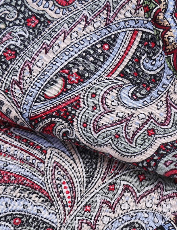 Men's Floral Print Button Down Casual Long Sleeve Hawaiian Shirt(Wine Red,L) gallery
