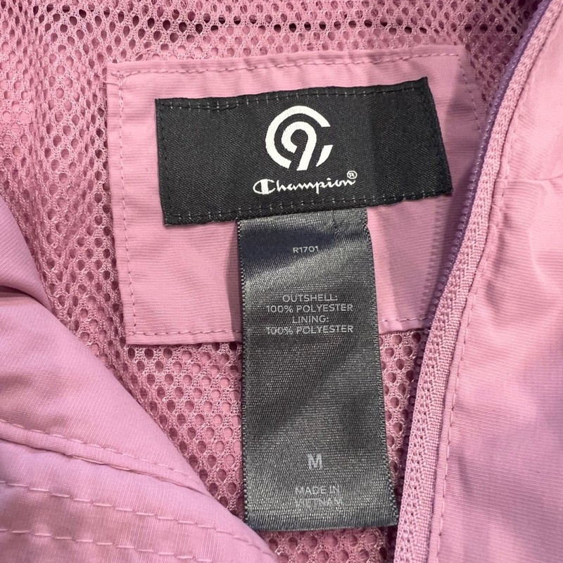 Champion C9 Womens Mauve Pink Hooded Windbreaker Jacket Mesh Hem Size M R1701 gallery