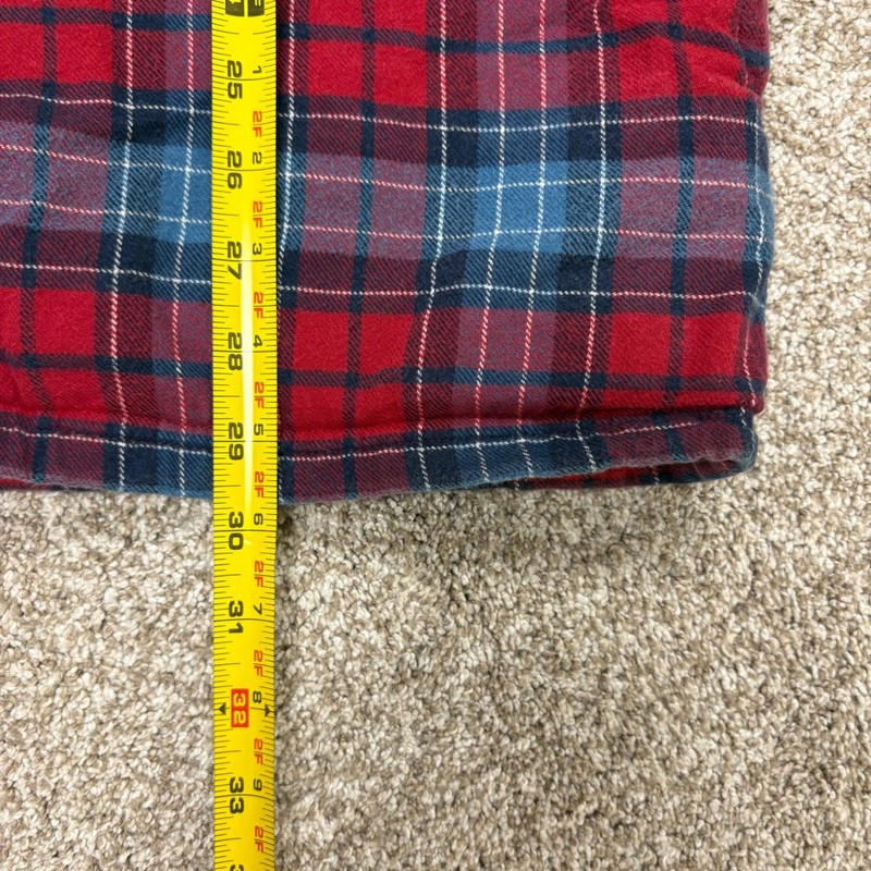 L.L. Bean Men's Fleece-Lined Flannel Shirt Jacket Hooded Plaid Medium Red Blue gallery