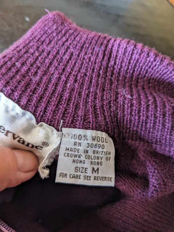 Vintage 70s Weathervane Plum Purple Wool Sweater Mock Neck Knit Pullover Size M gallery