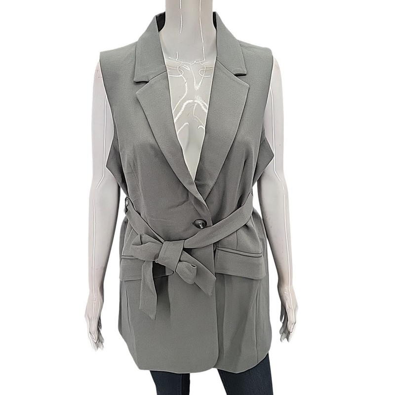 Kate and Mallory Ladies Dressy Work Office Business Vest Large Size Gray Jacket
