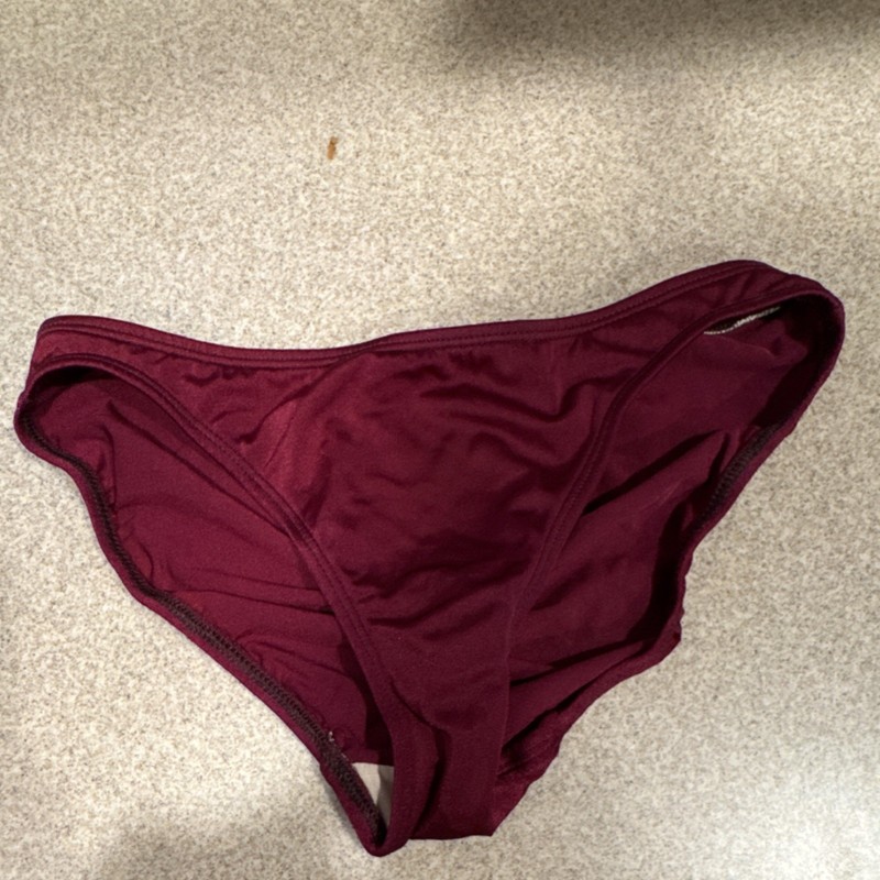 Women’s Solid Bikini Swim Bottom Burgundy Nylon Spandex Hand Wash Only Size M