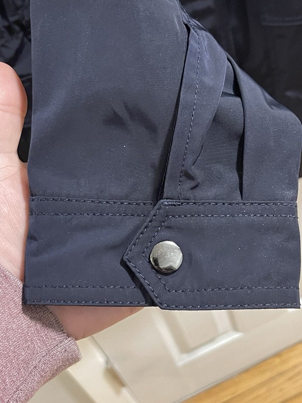 Talbots Woman Navy Blue Hooded Full Zip Snap Front Water Resistant Jacket Size gallery