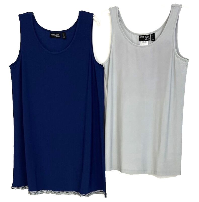 Attitudes Renee Jersey Tunic Shirt Tank Set Sz M Blue Gray A353138 Women CB78Z