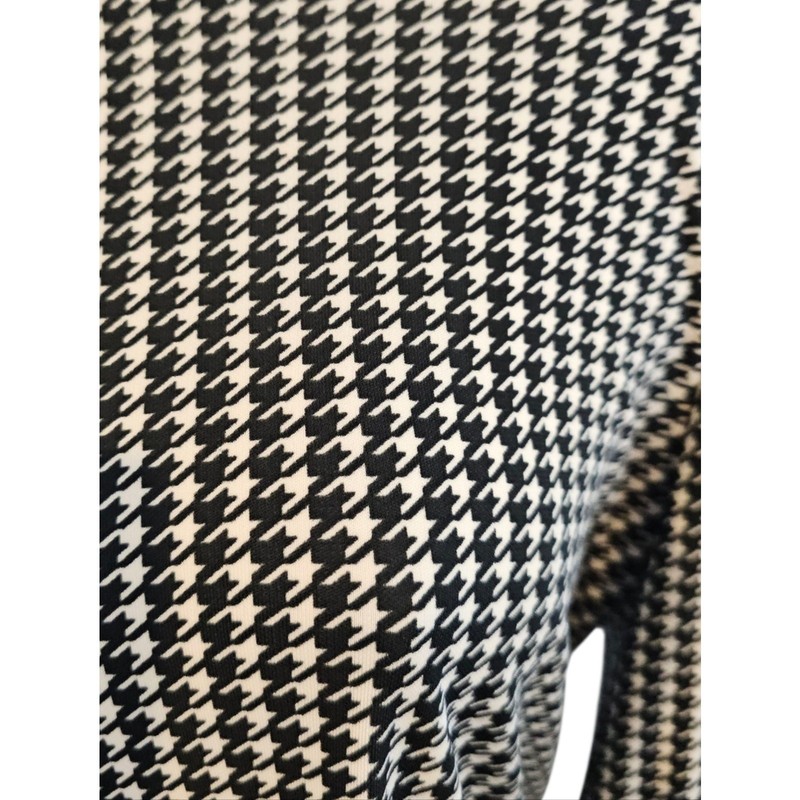 Ann Taylor Size M Black and White Houndstooth Long Sleeve Top gallery