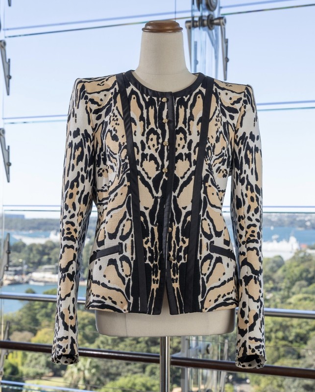 Roberto Cavalli, tailored leopard print long sleeve jacket with gold button