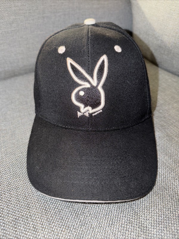 Vintage NOS Playboy Wool Blend 80% Wool 20% Acrylic Black Hat Cap