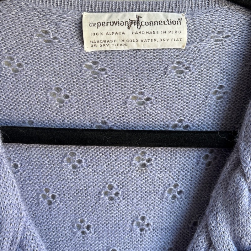 Peruvian Connection 100% Alpaca Womens M Purple Surplice Braided Knit Sweater gallery