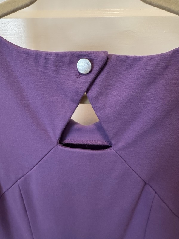Talbots Solid Lavender Shift Dress V-Neck Back Keyhole Detail, Size 2R gallery