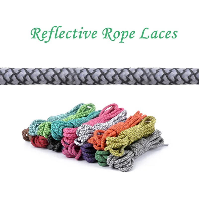 1 Pair Round Reflective Shoe laces Replacement Rope for Sneakers Running Shoes gallery