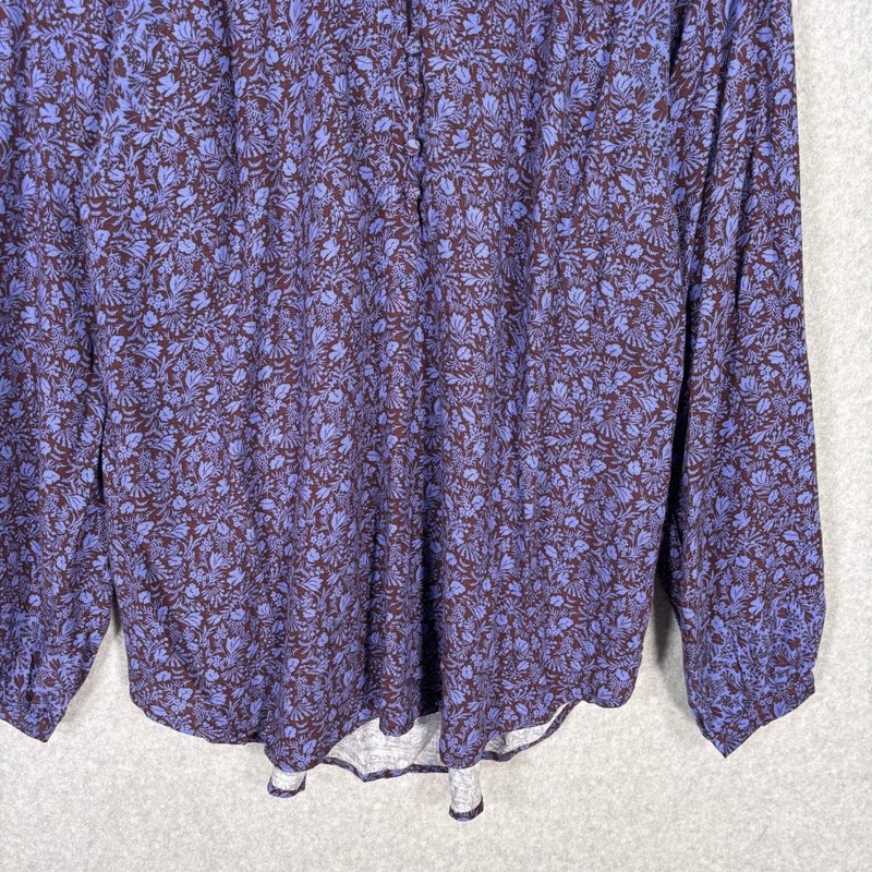 Knox Rose Peasant Blouse Medium Brown Purple Floral Feminine Popover Oversized gallery