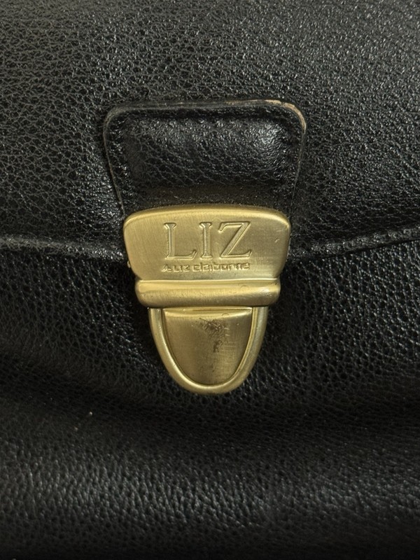 Liz Claiborne Small Black Satchel Top Handle Detachable Strap Zip Turn Lock gallery