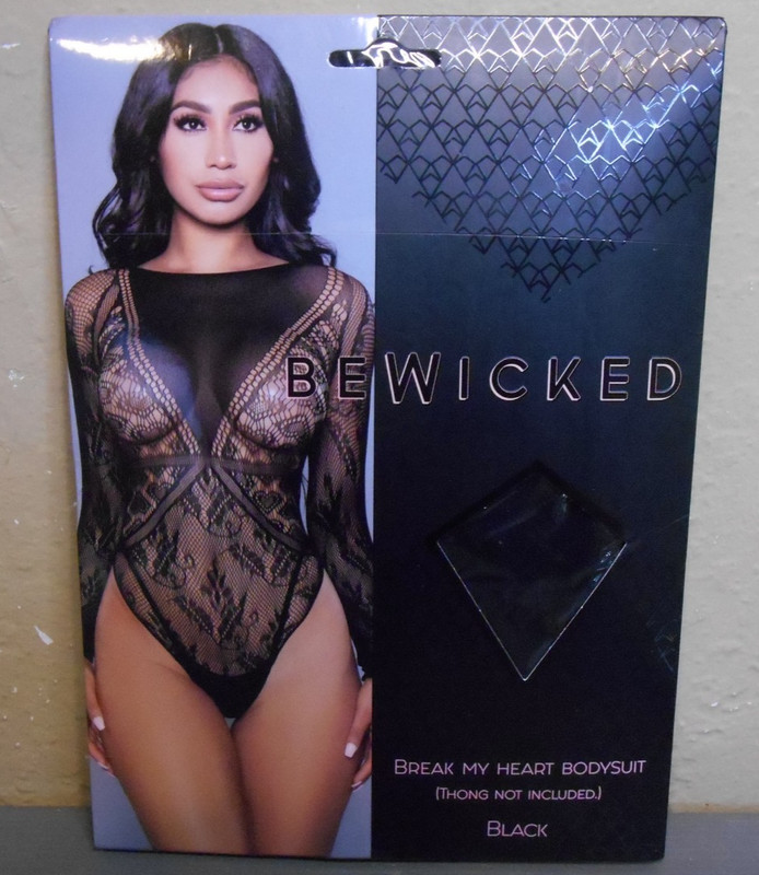 BeWicked Break My Heart Bodysuit Bodystocking Black One Size Fits Most – New