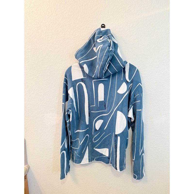 Daily Practice Anthropologie Blue Abstract Geometric Hoodie OB1365119 Womens S gallery