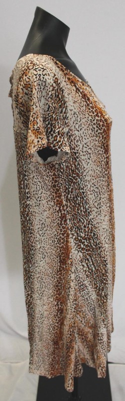 C Est. 1946 Women's Short Sleeve Back Cutout Leopard Print Dress AC2 Brown Large gallery