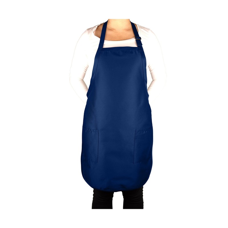 Adjustable Bib Apron Spun Poly-Commercial, Restaurant Kitchen 2 Pocket in Nav... gallery