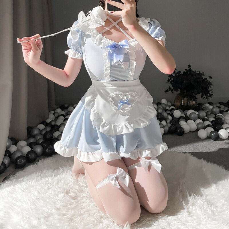 Lady Ruffle Lolita Dress Short Sweet Sexy Maid Costume Cosplay Japanese Cute gallery