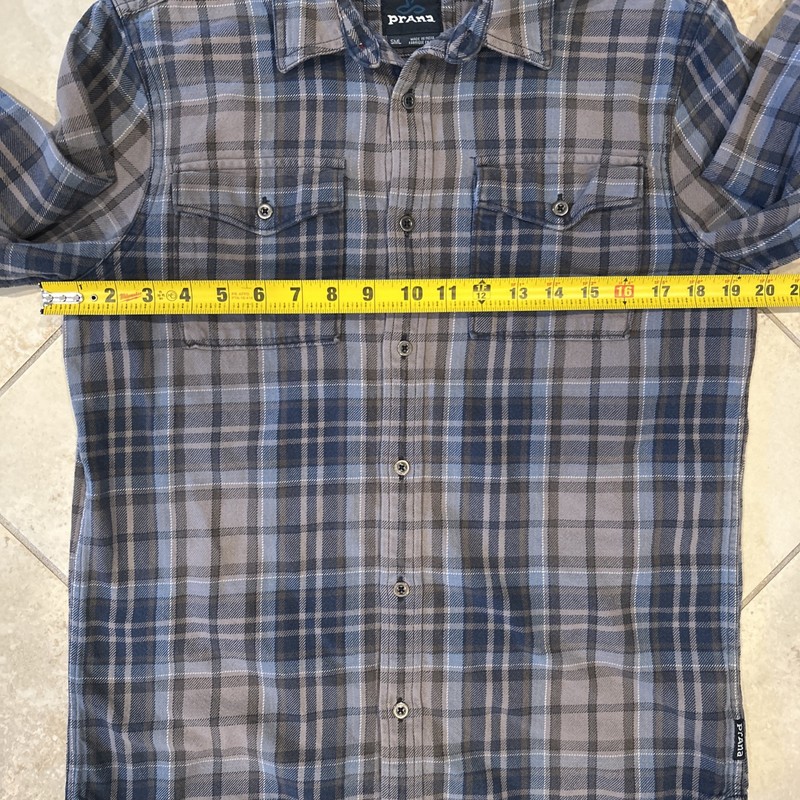 prAna Plano Flannel Men's Small Silver Spray Grey Slim Fit Heavyweight Outdoors gallery