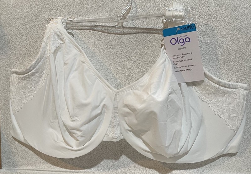 NWT Olga GI8961 Bra 40DDD Cloud 9 UW White Lace Minimizer Soft Unlined Cups