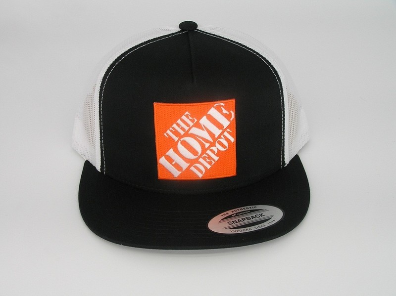 The Home Depot Patch on Trucker Hat Yupoong Classic 6006 Snapback Black/White