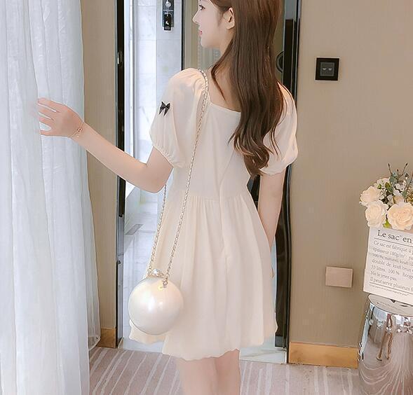 Women's Square Neck Mesh Dress Lolita Short Sleeves Summer Slim Fit Fashion OL gallery