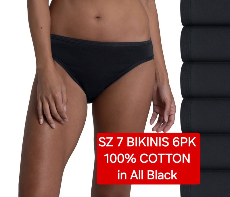 SZ 7 Fruit of the Loom SIGNATURE BIKINIS Women’s 6 PK 100% Ring Spun Cotton+Gift