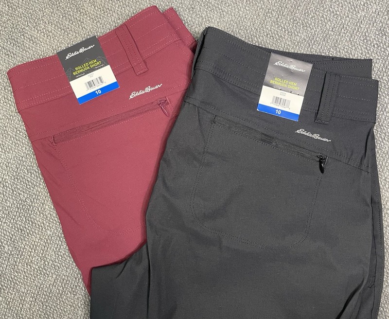 Eddie Bauer Women's Rolled Hem Bermuda Shorts Black or Red Pick Your Size NWT gallery