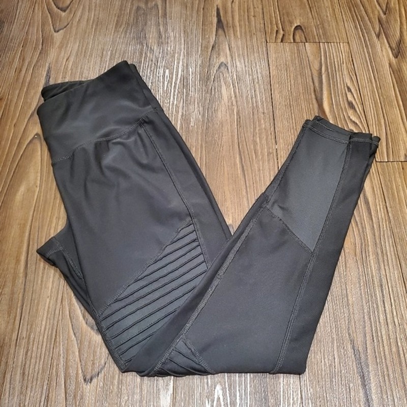 Apana Hunter Green Moto Leggings Active Pants Gym High Rise Yoga Barre Stretch M