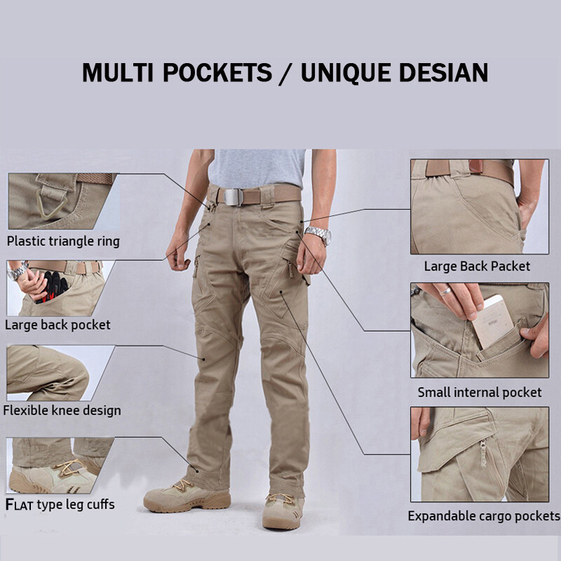 US Men Tactical Cargo Pants Soldier Straight-fit Work Combat Trousers Outdoor AA gallery
