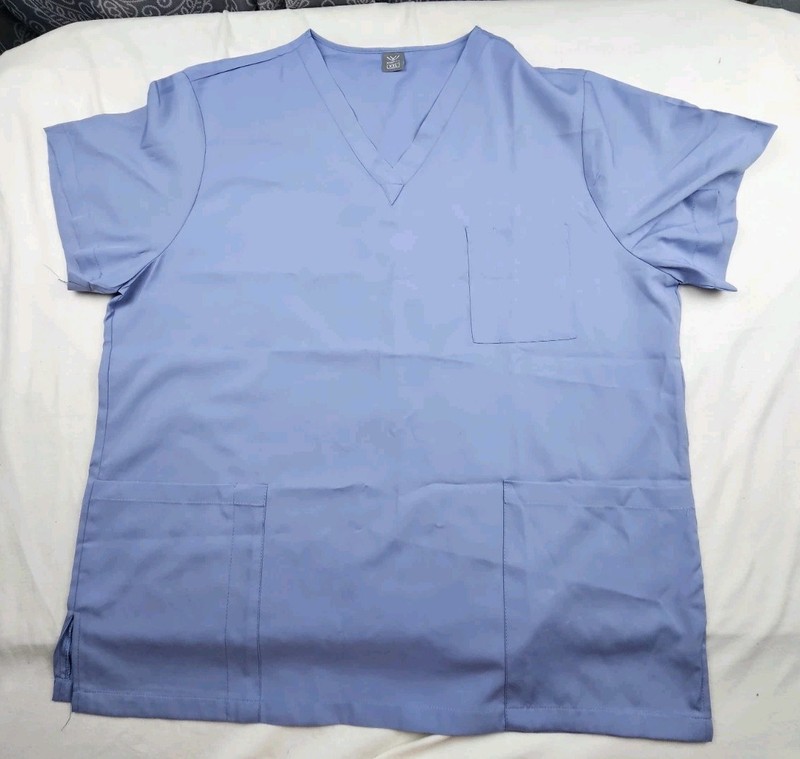 NiaaHinn V-neck Ceal Blue Scrub Top Size 2X Pit To Pit 23in Pockets