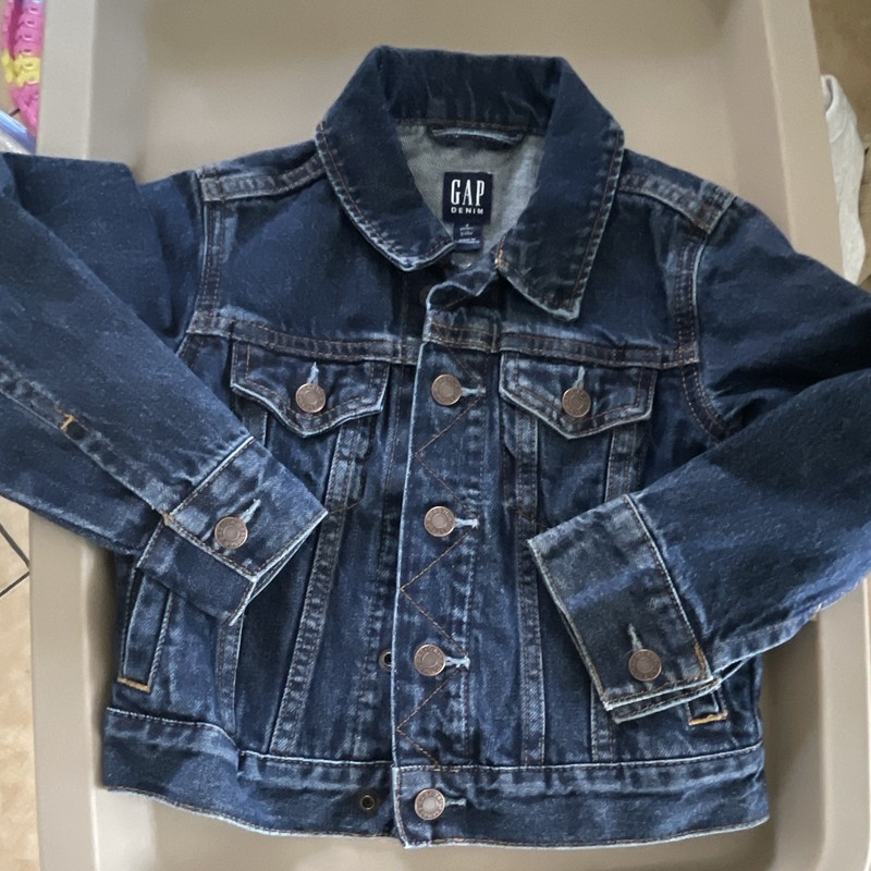 GAP Denim Blue Jacket 2 Years Button Front Long Sleeve Pockets Solid Casual