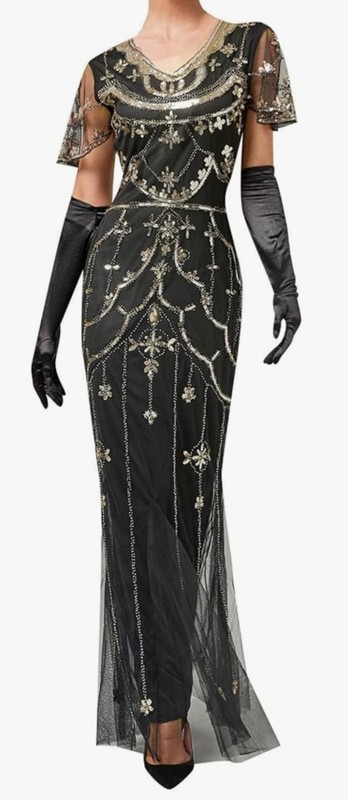 Retro Sequin 1920’s Gatsby-Inspired Formal Flapper Gown (Size-S)